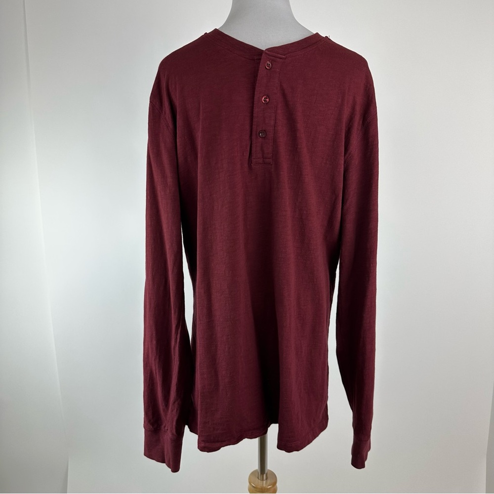 American Tall Maroon Cotton Henley Long Sleeve Tee Size Large Tall